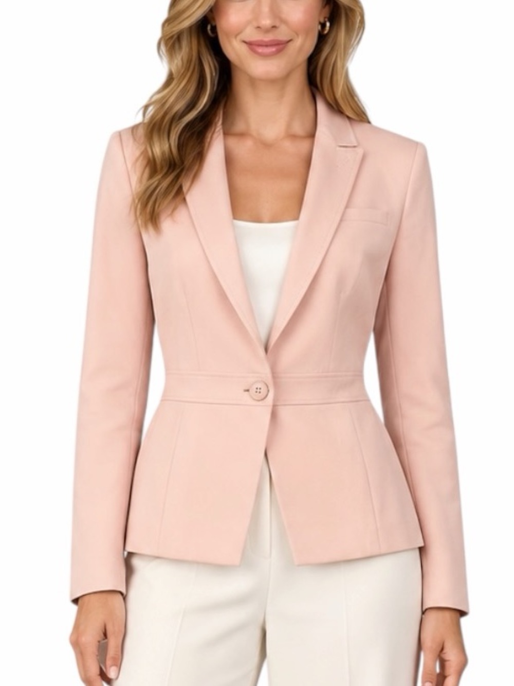White House Black Market Blazer Size 6 Stretch Fitted Blush Pink Career Jacket